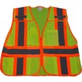 Petra Roc Inc Petra Roc 5-Point Breakaway Public Safety Vest, ANSI Class 2, Polyester Mesh, Lime/Orange, 2XL-5XL LVM2-PSV-PLUS